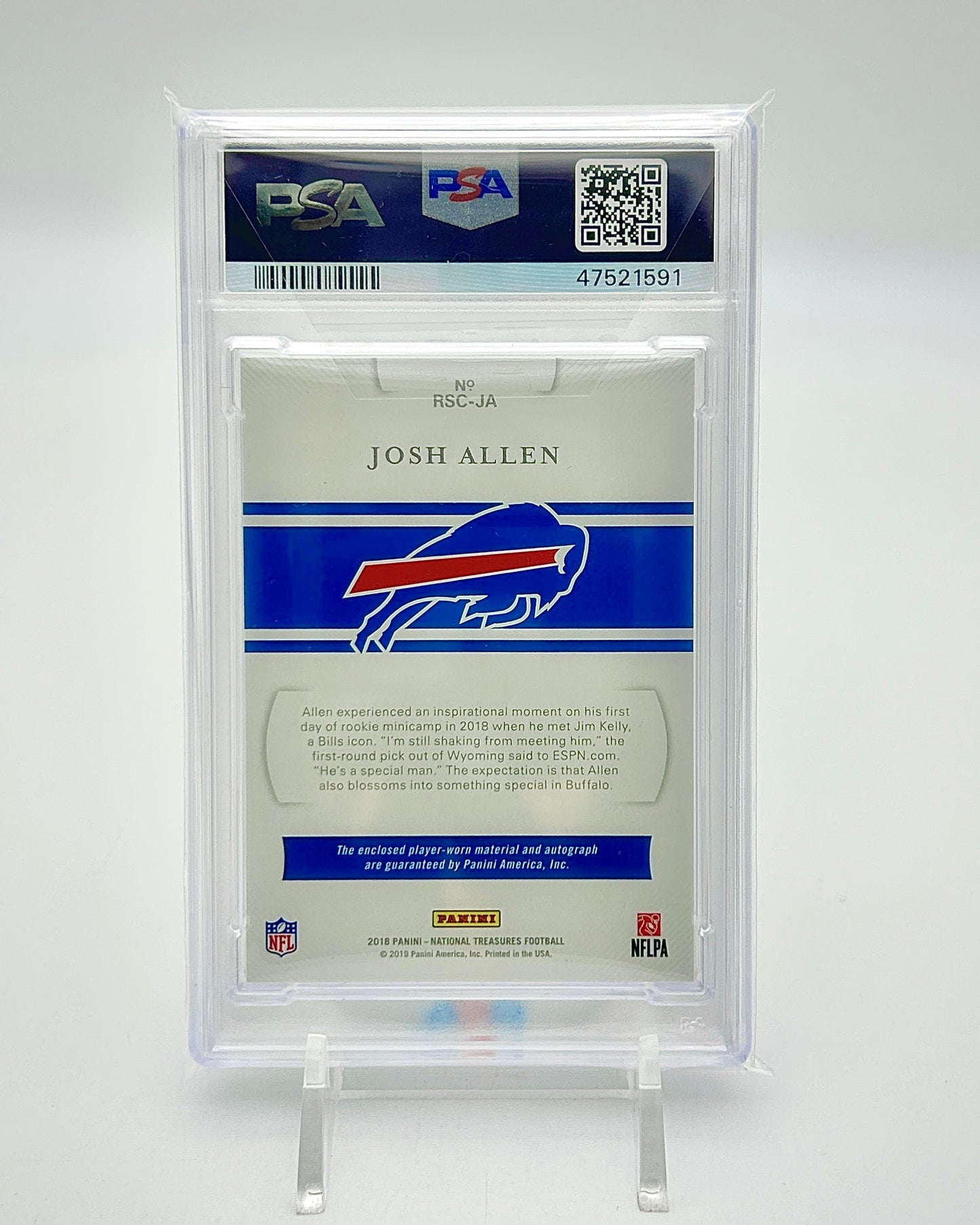 2018 Panini National Treasures Rookie NFL Gear Signature Combos /99 Josh Allen PSA 9