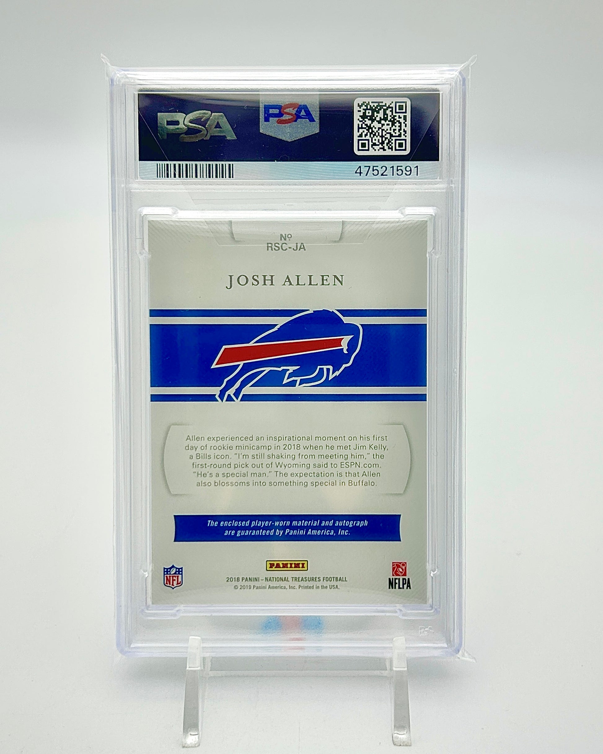 2018 Panini National Treasures Rookie NFL Gear Signature Combos /99 Josh Allen PSA 9