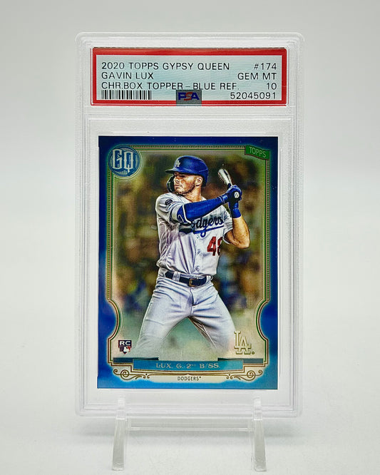 2020 Topps Gypsy Queen Chrome Box Topper Blue Refractor /99 Gavin Lux #174 PSA 10