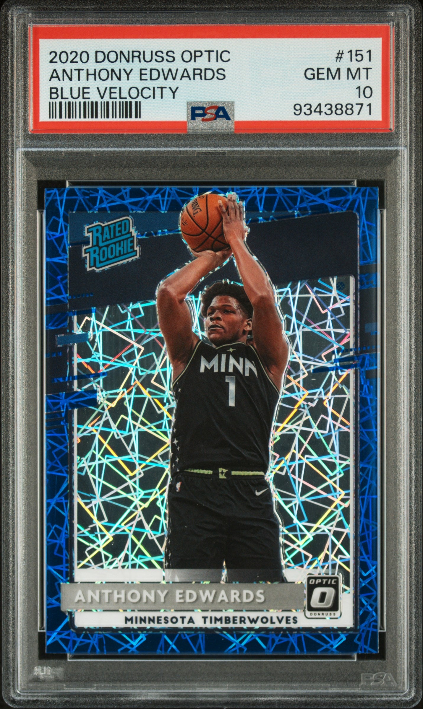 2020-21 Panini Donruss Optic Blue Velocity Anthony Edwards #151 PSA 10