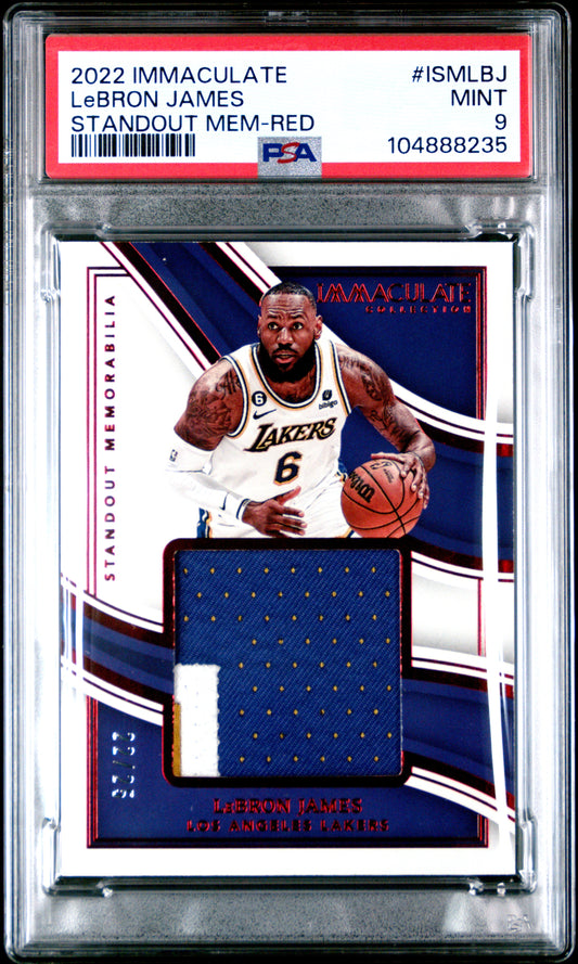2022 Panini Immaculate Standout Memorabilia Red LeBron James #ISMLBJ PSA 9