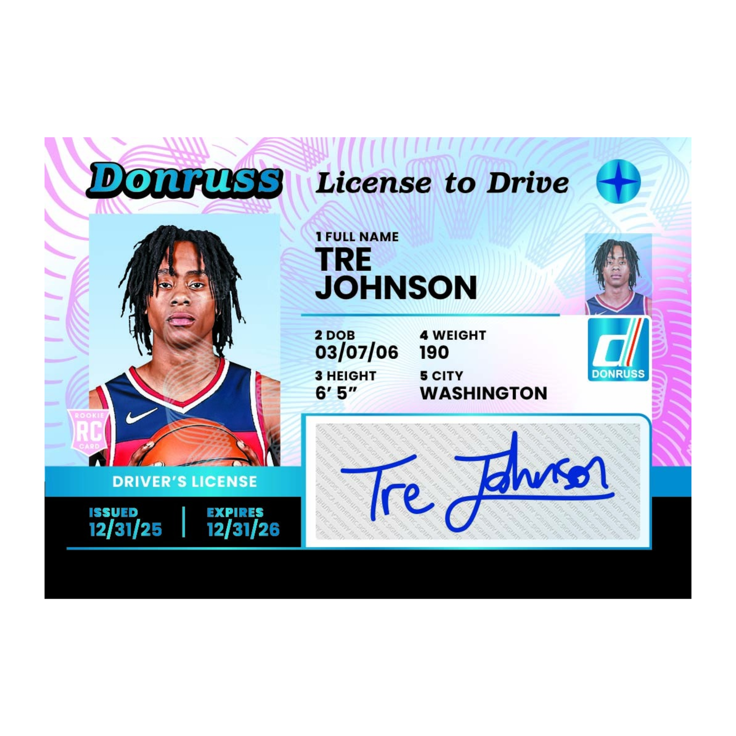 2025-26 Panini Donruss Basketball License to Drive Tre Johnson
