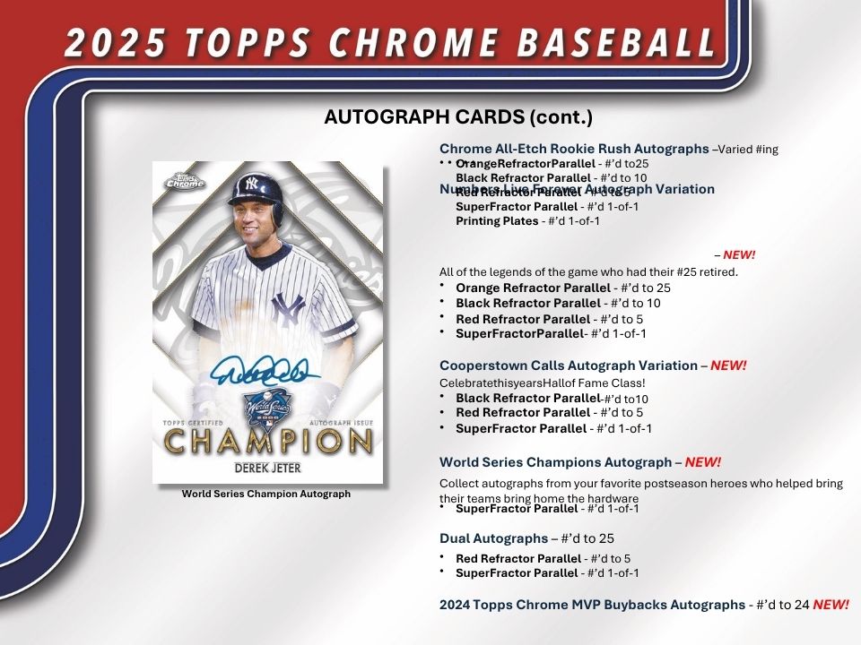 2025 Topps Chrome Baseball Hobby Jumbo box information