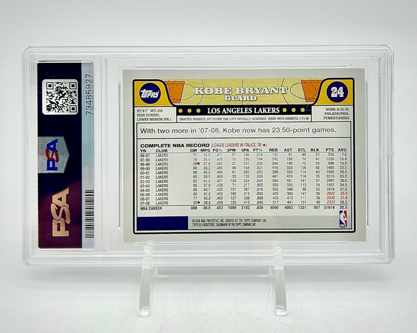 2008 Topps: #24 Kobe Bryant (PSA 7)