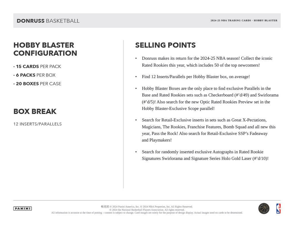 2024-25 Panini Donruss Basketball Hobby Blaster