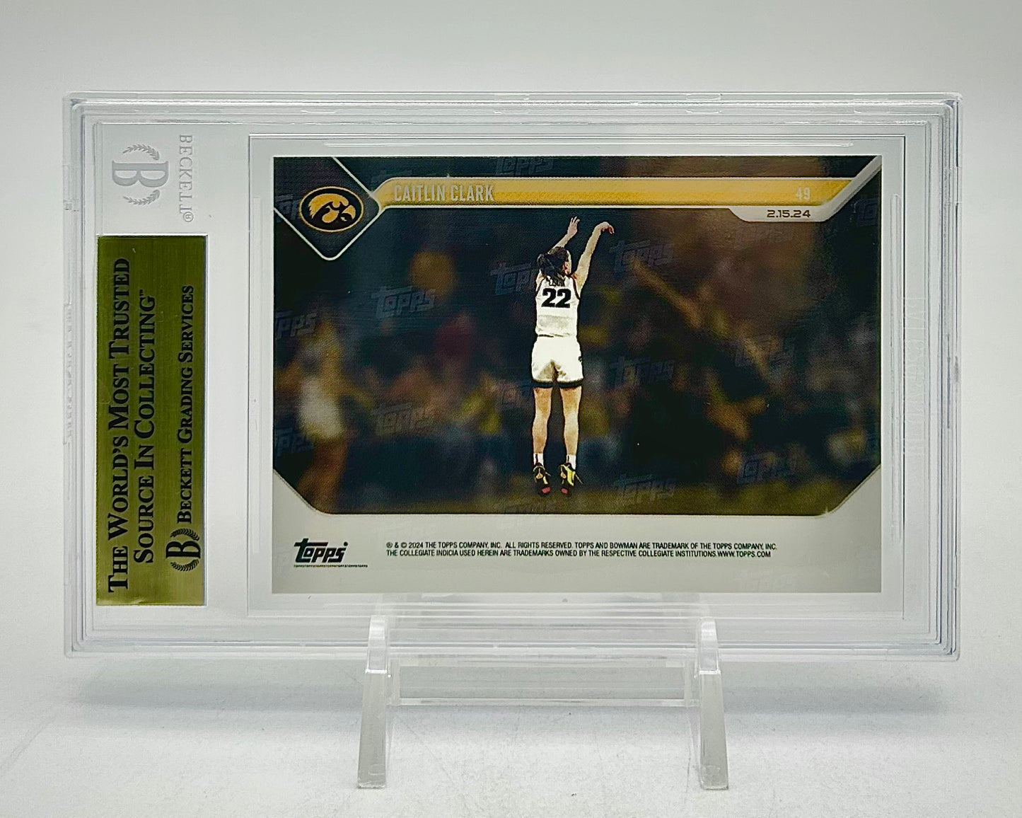 Bowman University Now Caitlin Clark Card BGS 9.5