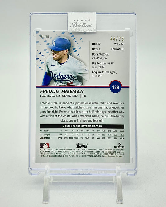 2023 Topps Pristine Blue Pristine Refractor /75: #129 Freddie Freeman