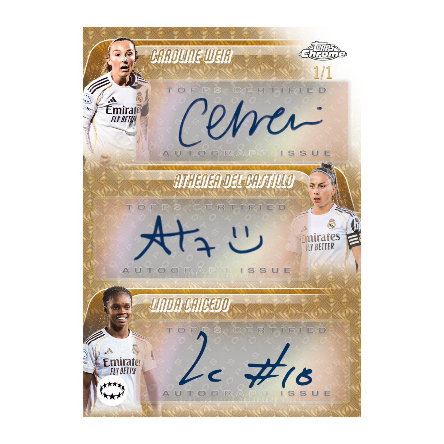2025-26 Topps Chrome UEFA Women's Champions League Triple Autographs