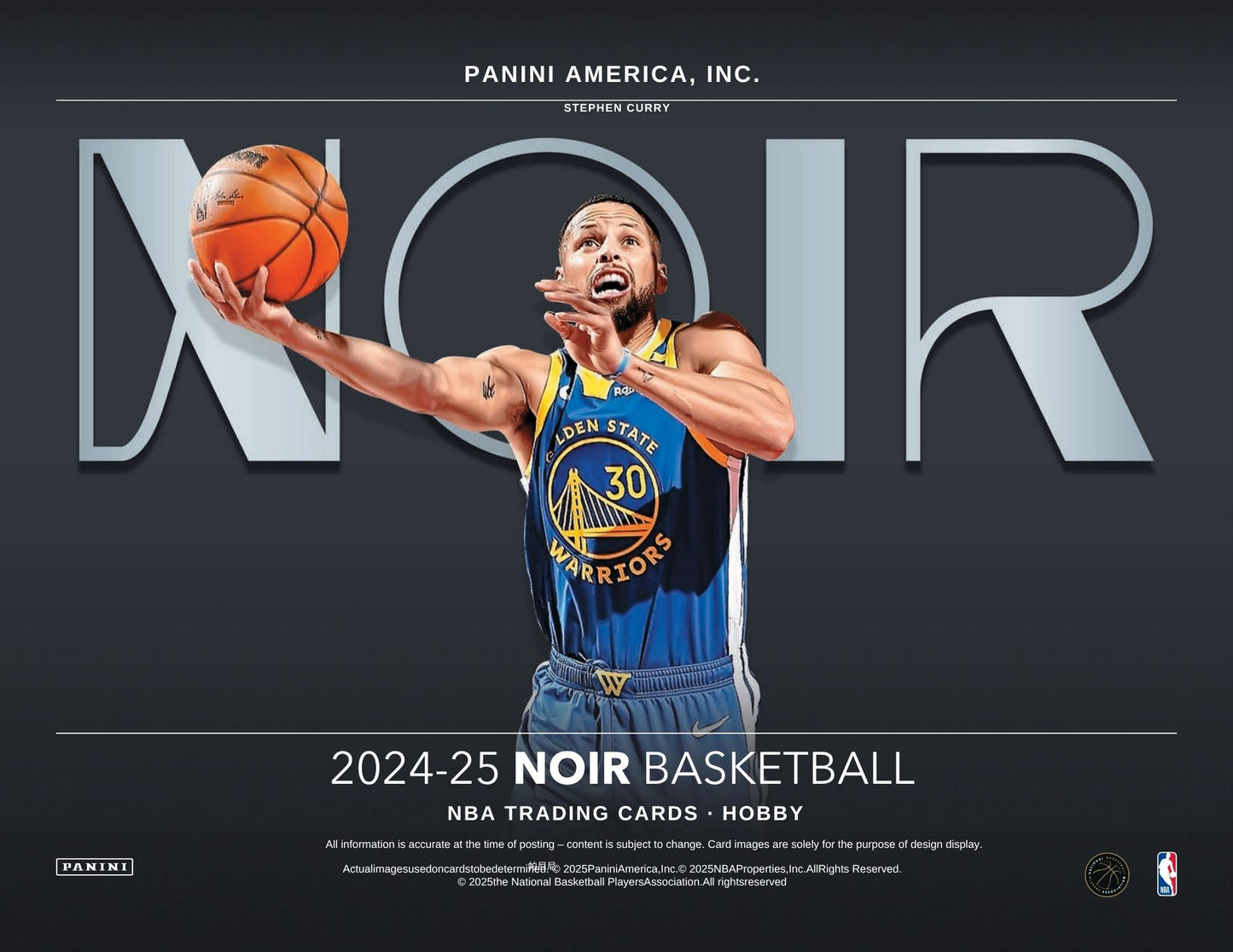 Basketball trading card featuring a player in a blue jersey with 'NOIR' branding and Panini America, Inc. logo.