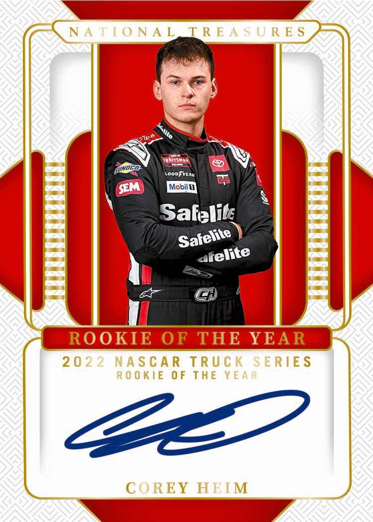 2025 Panini National Treasures Racing Rookie of the Year Autograph Corey Heim