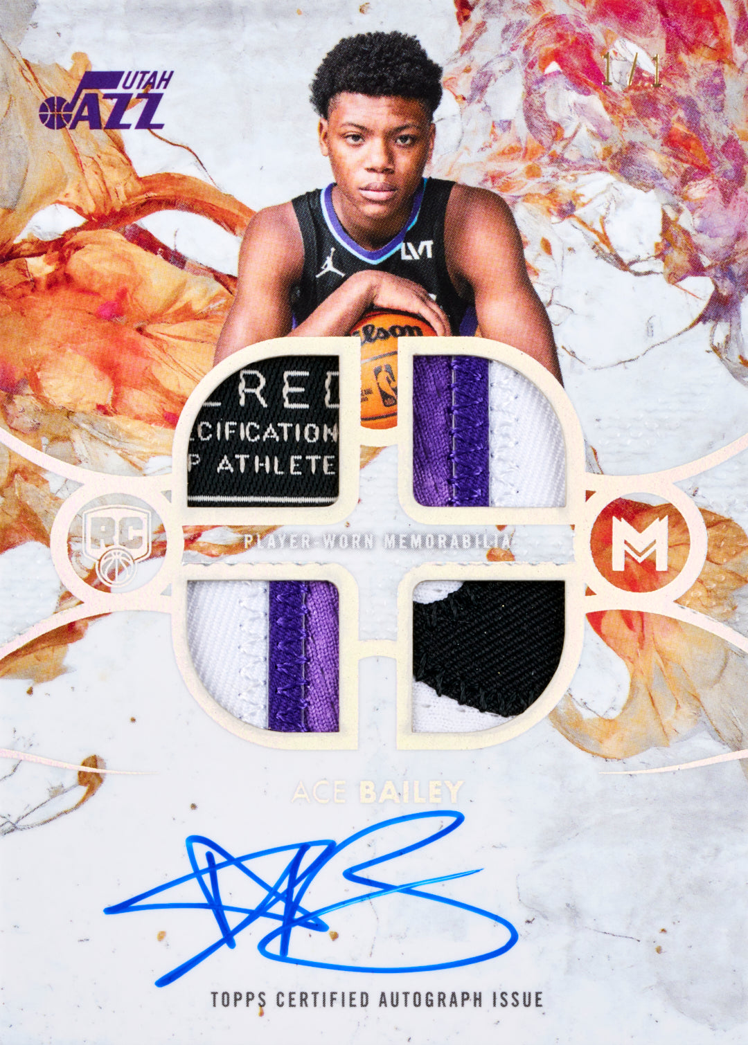 2025-26 Topps Motif Basketball Ace Bailey Rookie Quad Relic Autograph Card