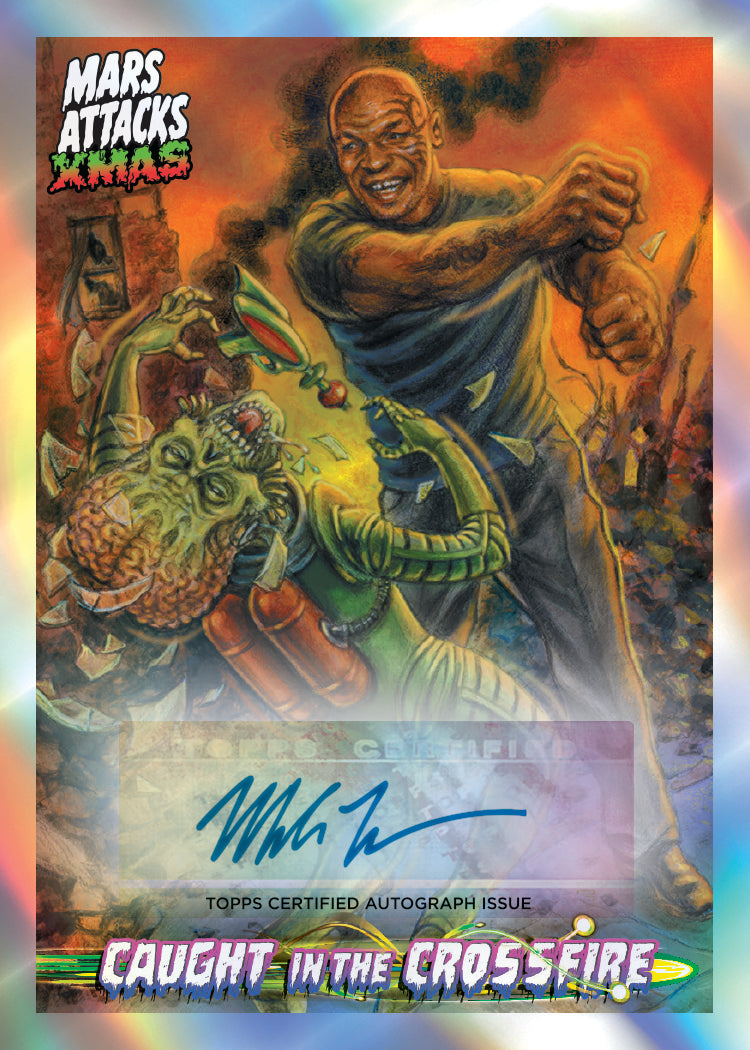 2026 Topps Mars Attacks Xmas Mike Tyson Caught in the Crossfire Autograph Card