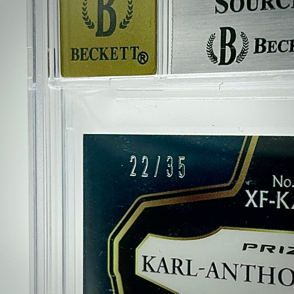 2020-21 Panini Select X-Factor Memorabilia Signatures Purple /35: #XF-KAT Karl-Anthony Towns (BGS 9 / Auto 10)