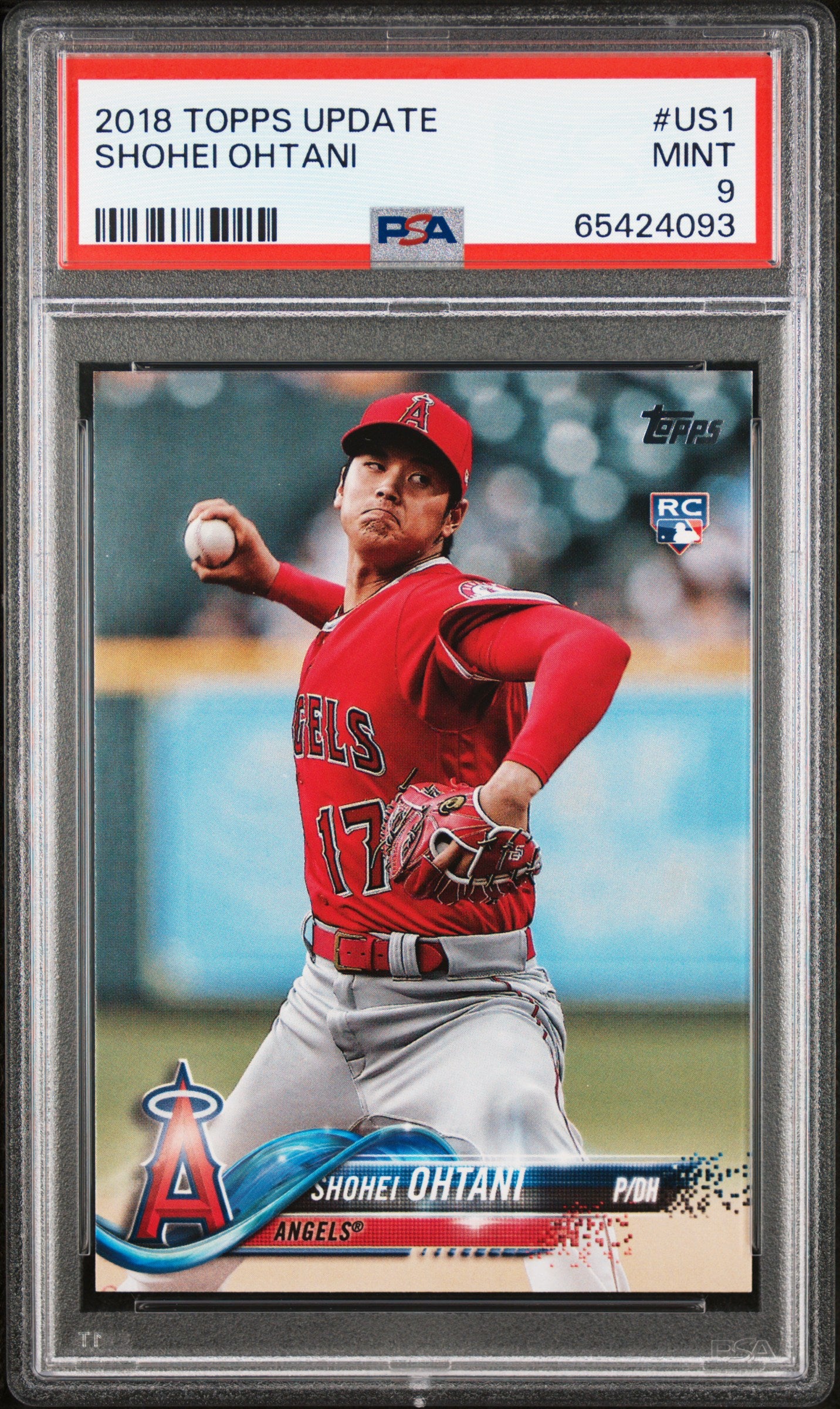 2018 Topps Update Pitching in Red Jersey: #US1 Shohei Ohtani (PSA 9)