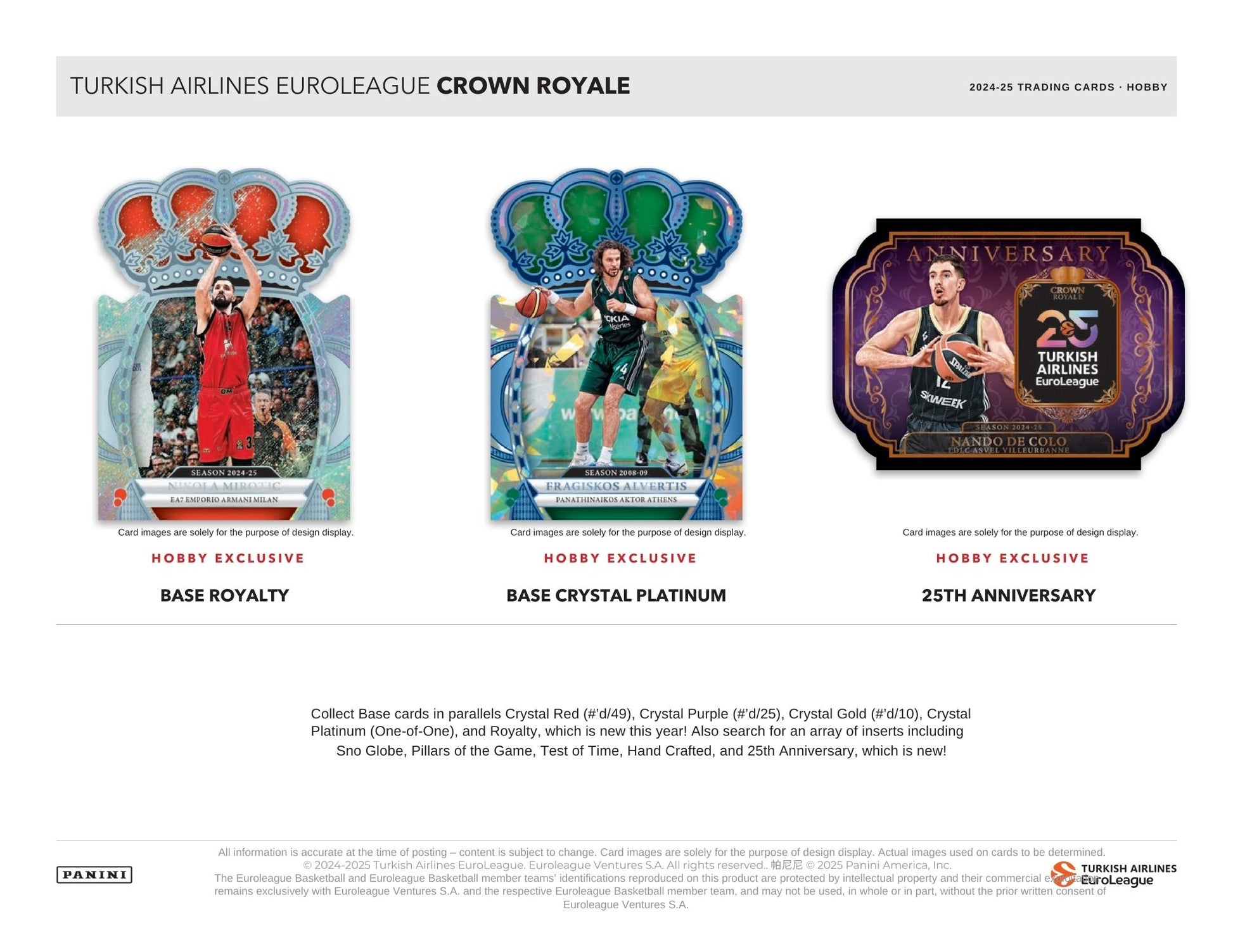 2024-25 Panini Crown Royale EuroLeague Basketball Hobby Box
