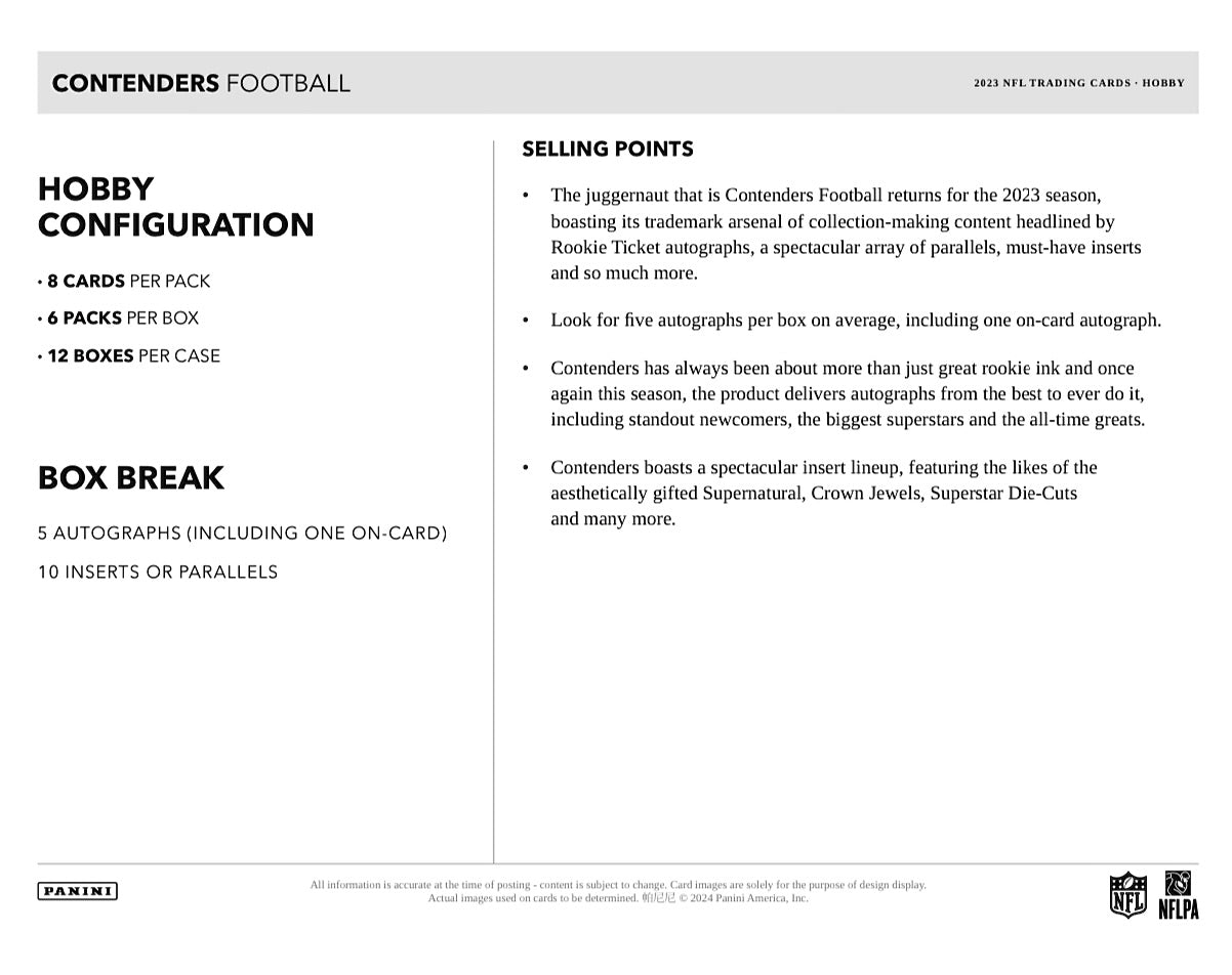 2023 Panini Contenders Football Hobby Box