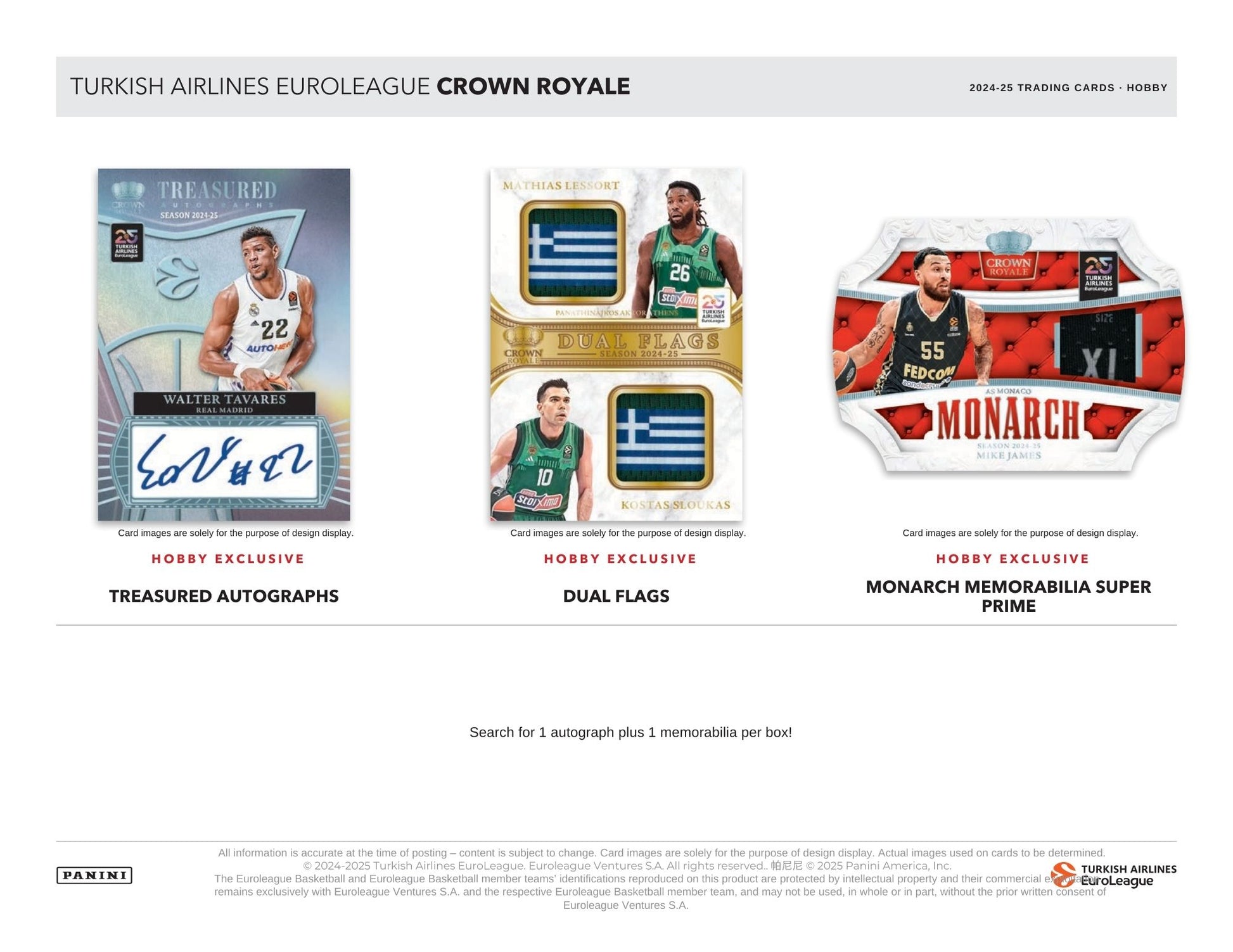 2024-25 Panini Crown Royale EuroLeague Basketball Hobby Box