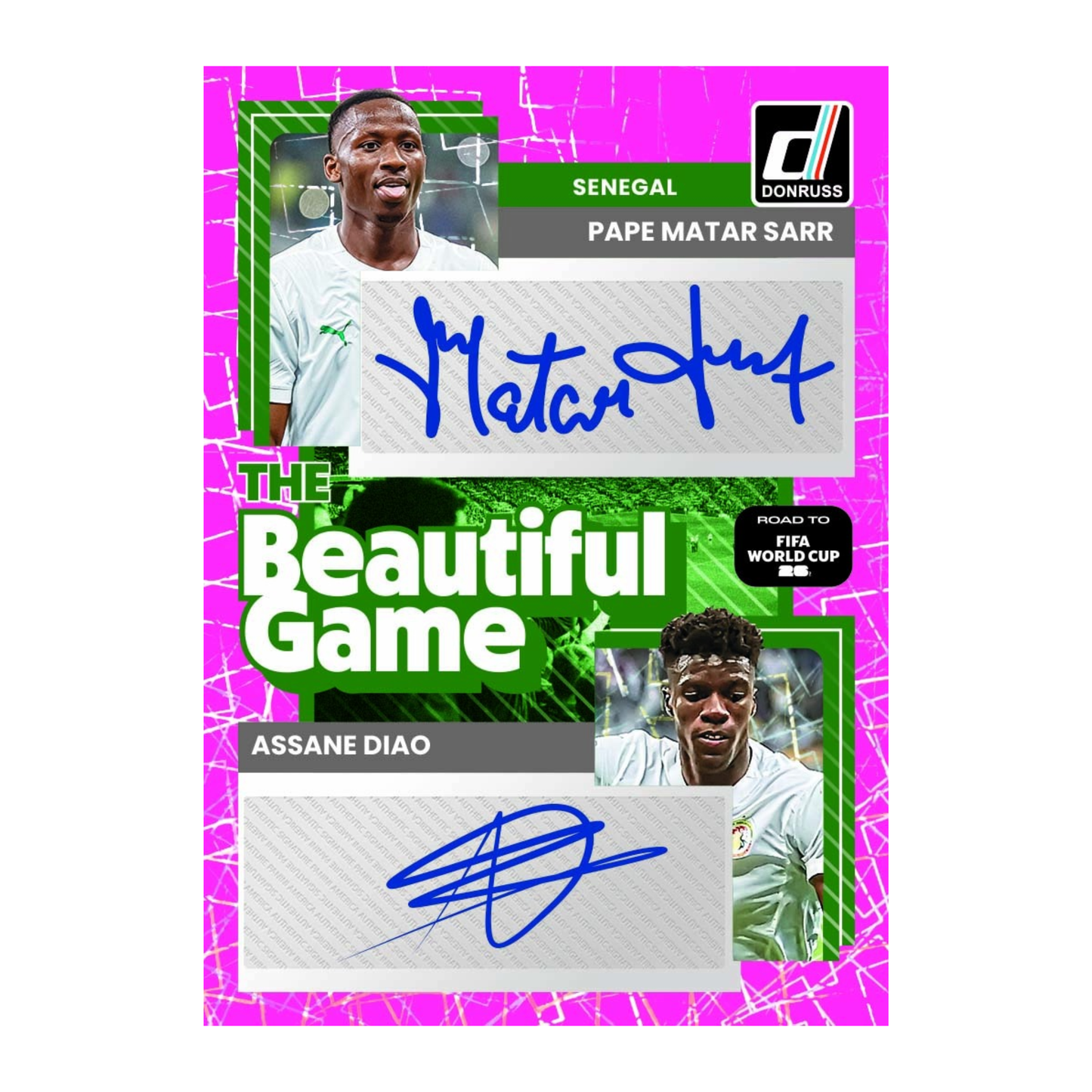 2025-26 Panini Donruss Optic Road to FIFA World Cup 26 Soccer The Beautiful Game Dual Autographs Pape Matar Sarr & Assane Diao