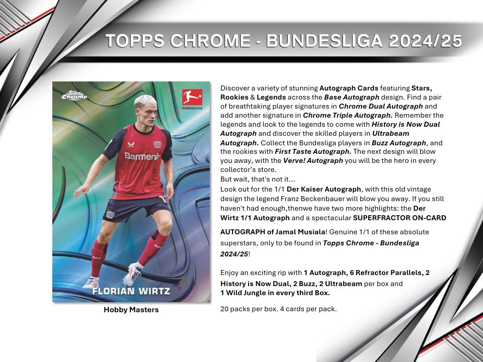 2024-25 Topps Chrome Bundesliga Soccer Hobby Box