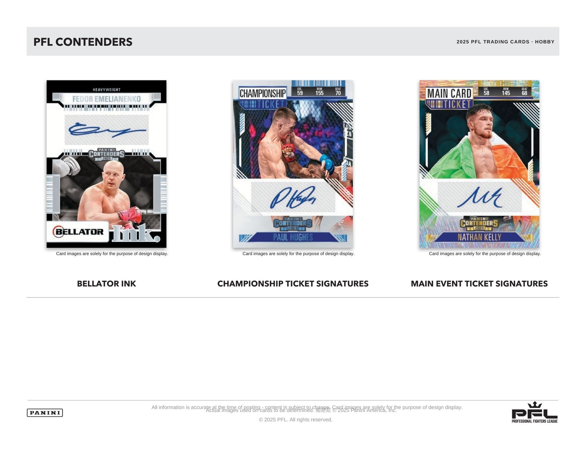 Three boxing trading cards featuring different fighters with autographs on a white background. 2025 Panini Dontenders PFL Hobby Box