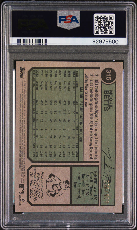 2023 Topps Heritage Chrome /999 Mookie Betts #315 PSA 10