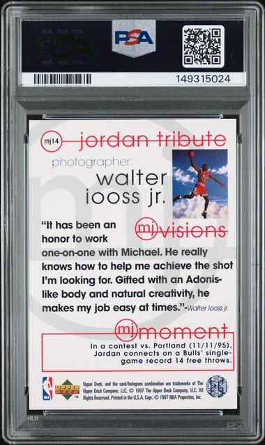 1996 Upper Deck Jordan Tribute MJ Visions #MJ14 Michael Jordan PSA 9 - Back