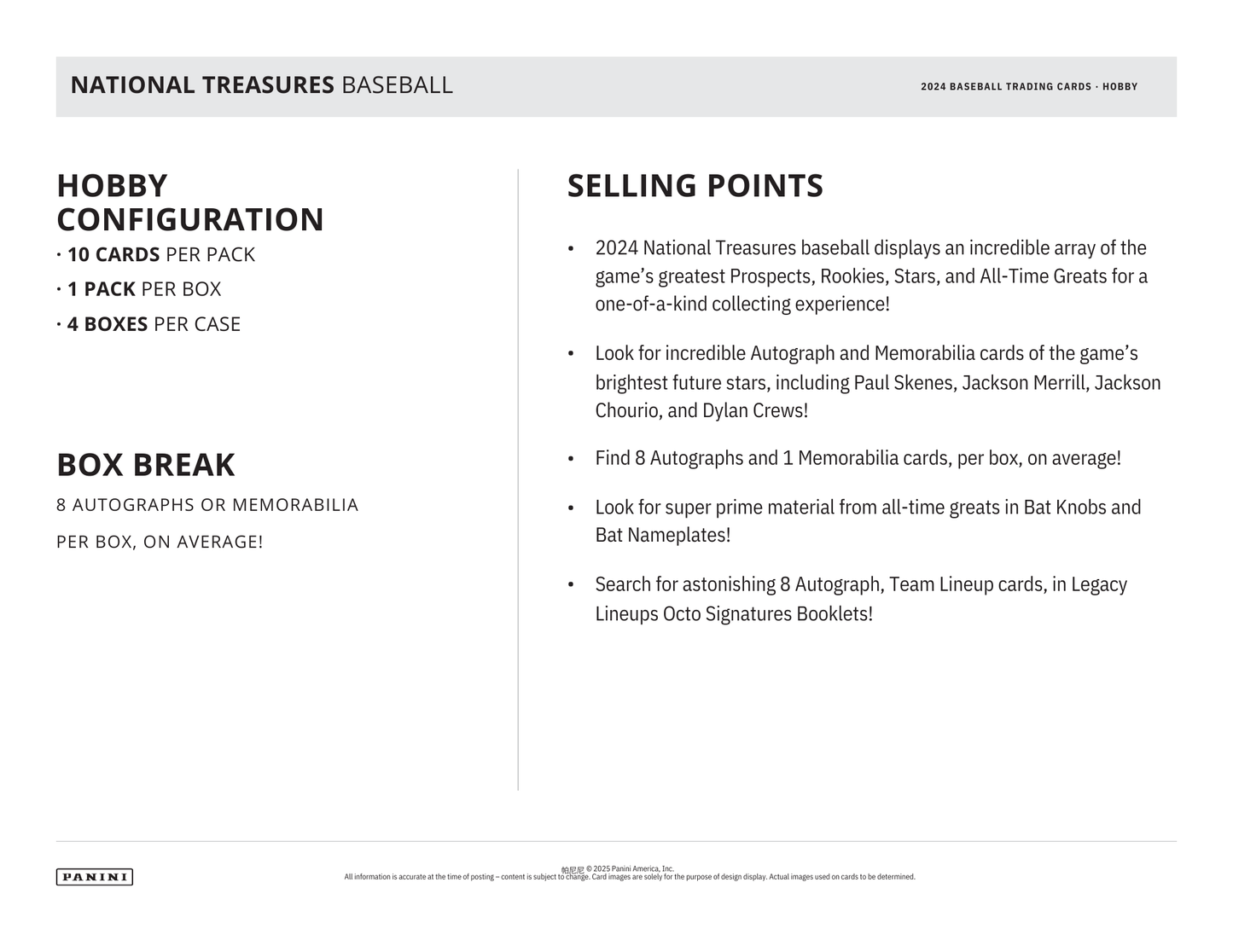 2024 Panini National Treasures Baseball