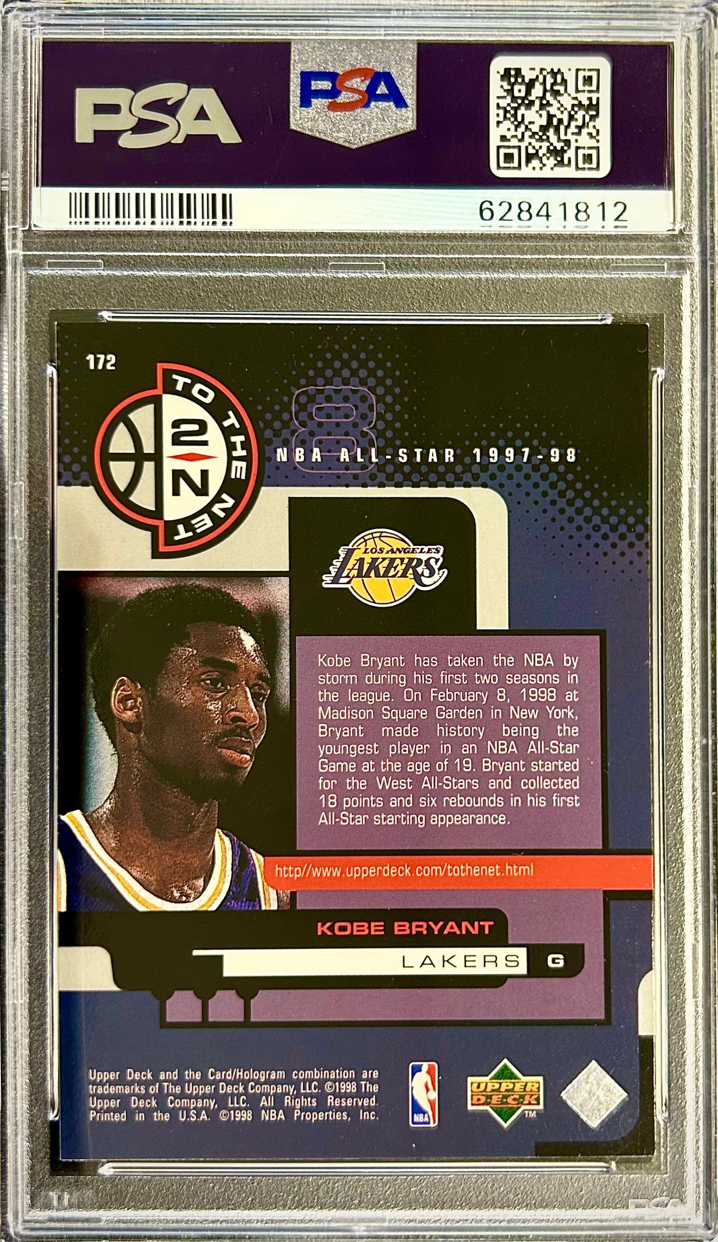 1998 Upper Deck #172 Kobe Bryant PSA 8