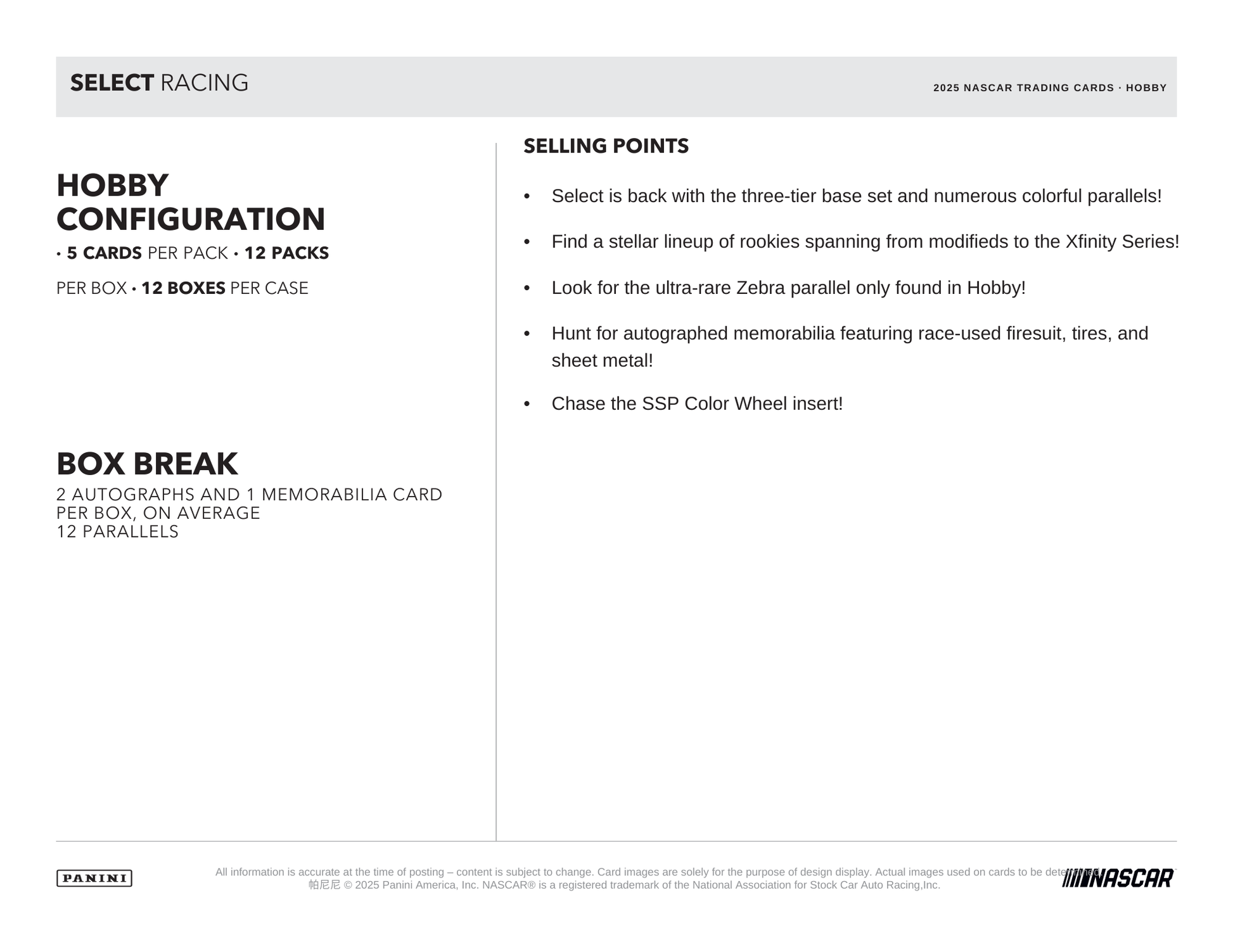 2025 Panini Select Racing Hobby Box
