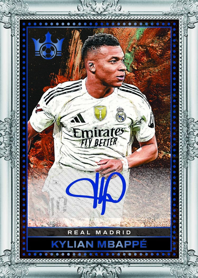 2025-26 Panini Pitch Kings International Kylian Mbappe Legacy Portrait Signatures Sapphire Card