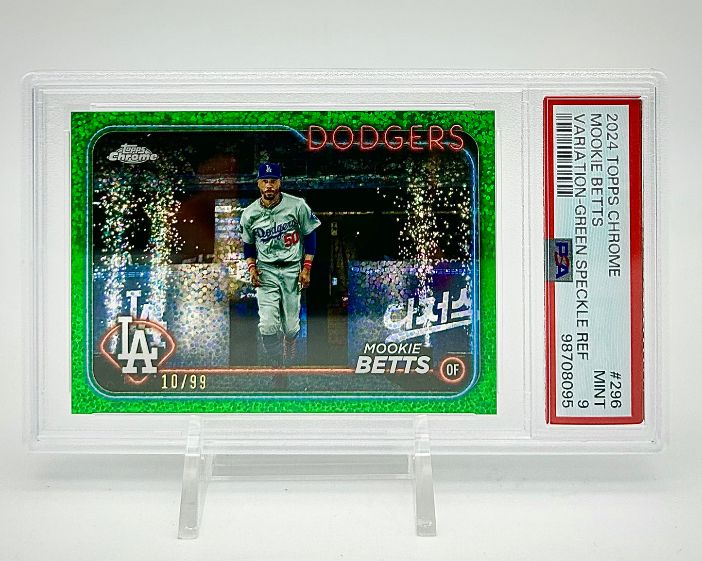 2024 Topps Chrome Variation - Green Speckle Refractor /99: #296 Mookie Betts (PSA 9)