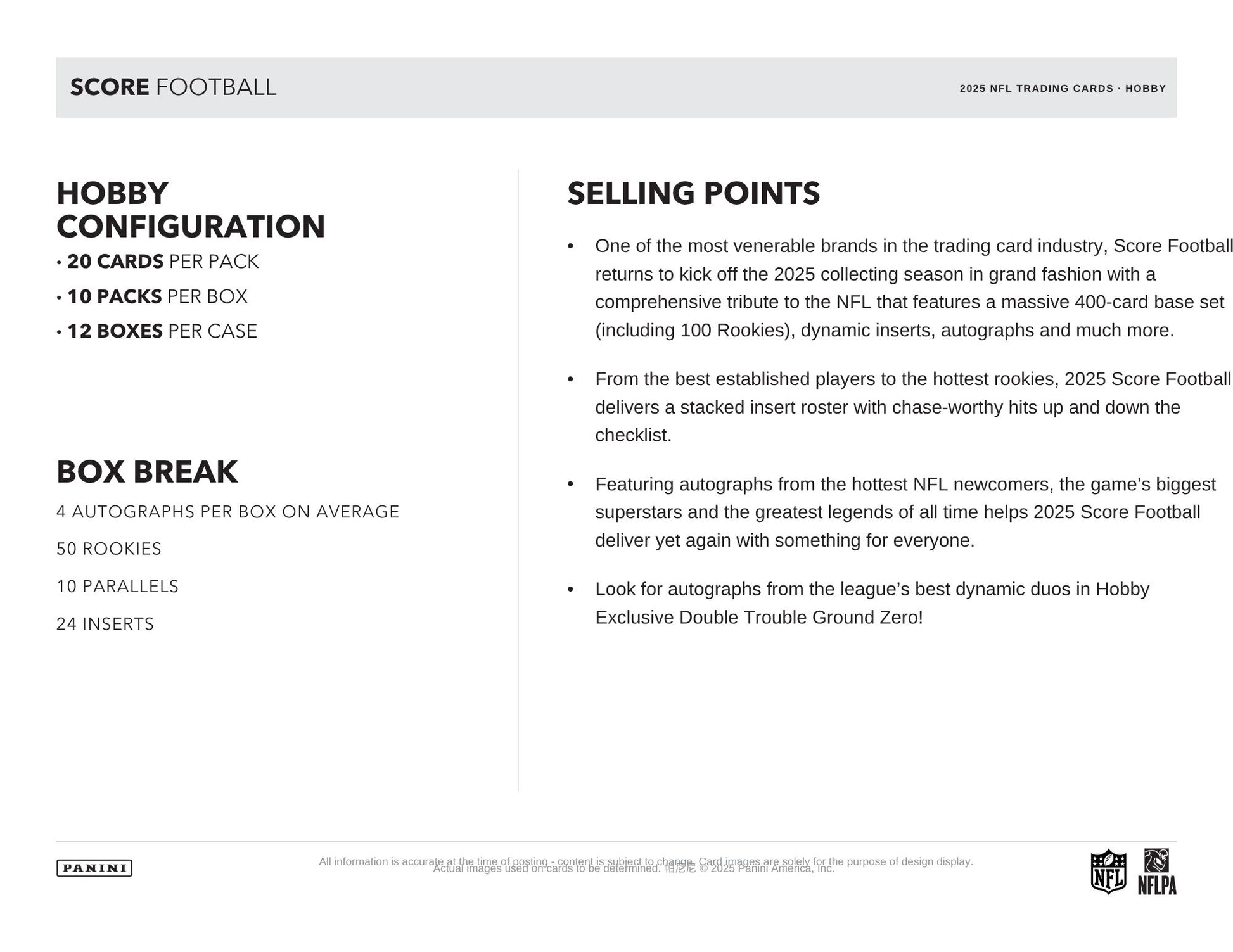 2025 Panini Score Football Hobby Box