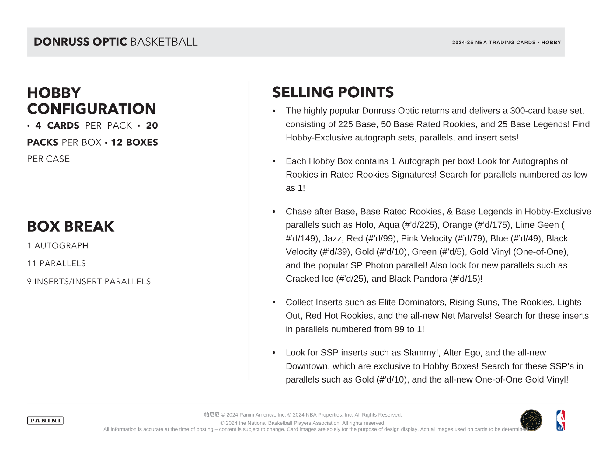 2024-25 Panini Donruss Optic Basketball Hobby Box