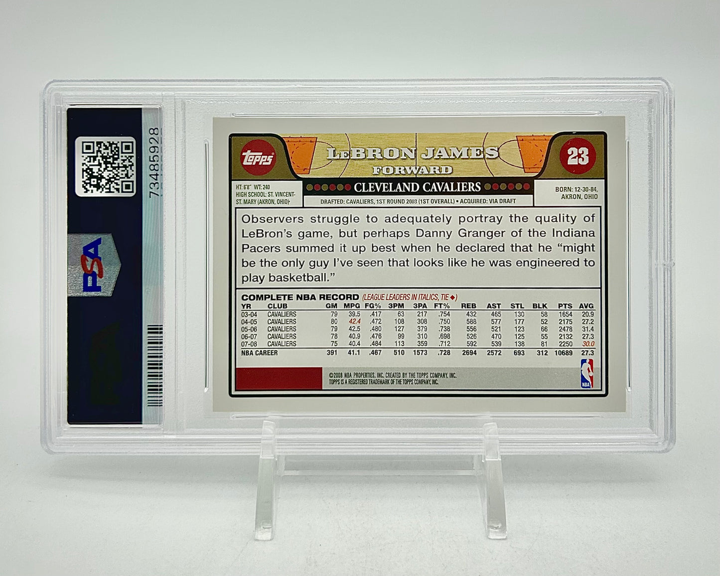 2008 Topps #23 LeBron James Chalk Toss PSA 6