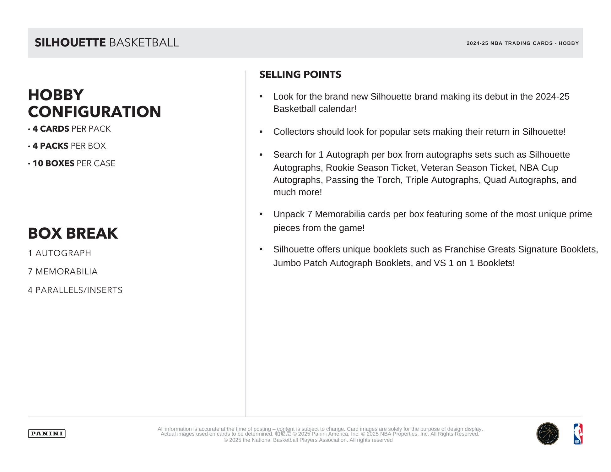 2024-25 Panini Silhouette Basketball Hobby Box
