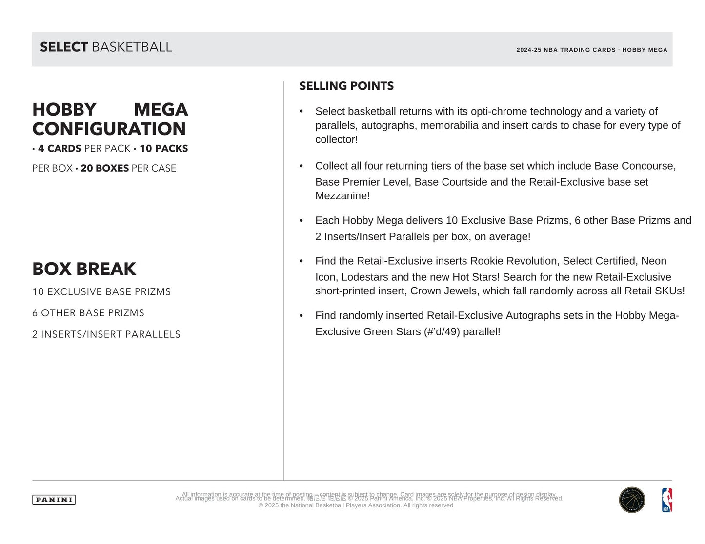 2024-25 Panini Select Basketball Hobby Mega Box