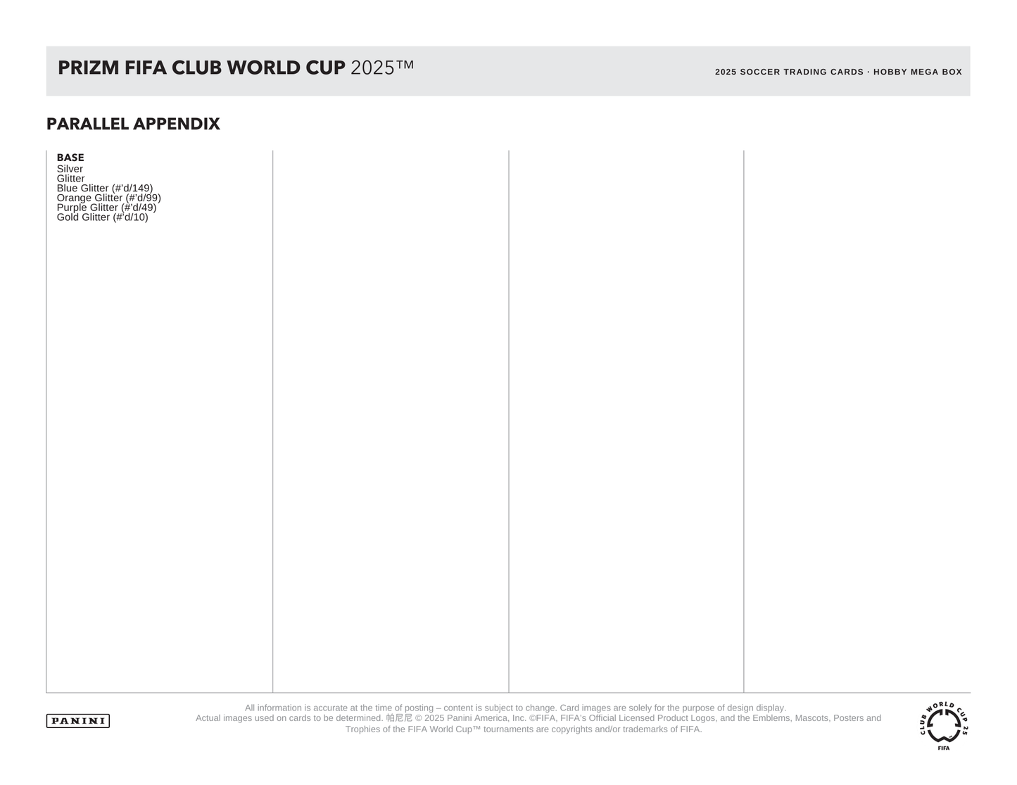 2025 Panini Prizm FIFA Club World Cup Soccer Hobby Mega Box