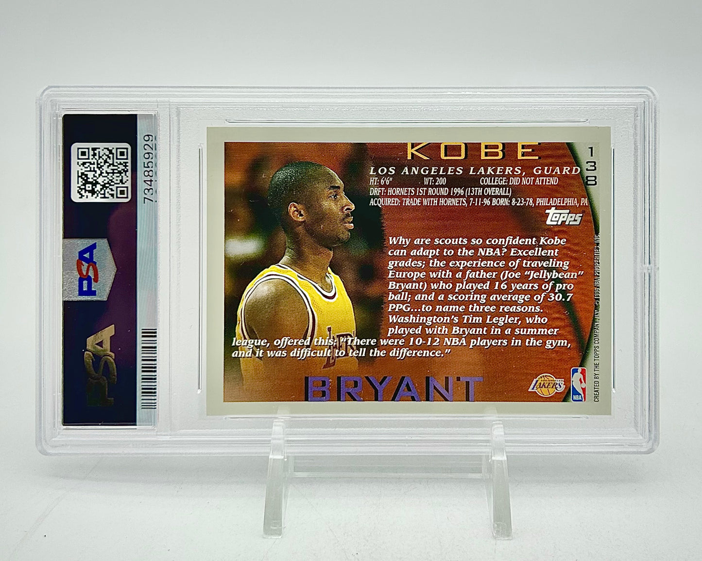 1996 Topps: #138 Kobe Bryant (PSA 7)