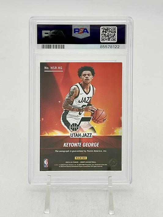 2023-24 Panini Hoops Hot Signatures Rookies Red / 25 Keyonte George #HSR-KG PSA 7