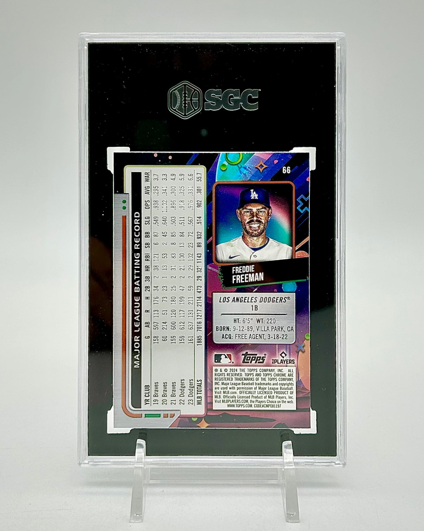 2024 Topps Chrome Cosmic Blue Moon Refractor /99: #66 Freddie Freeman (SGC 9)