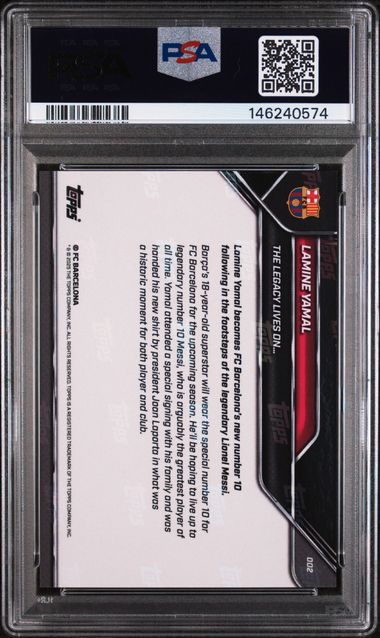 2025 Topps Now FC Barcelona #2 Lamine Yamal PSA 10 - Back