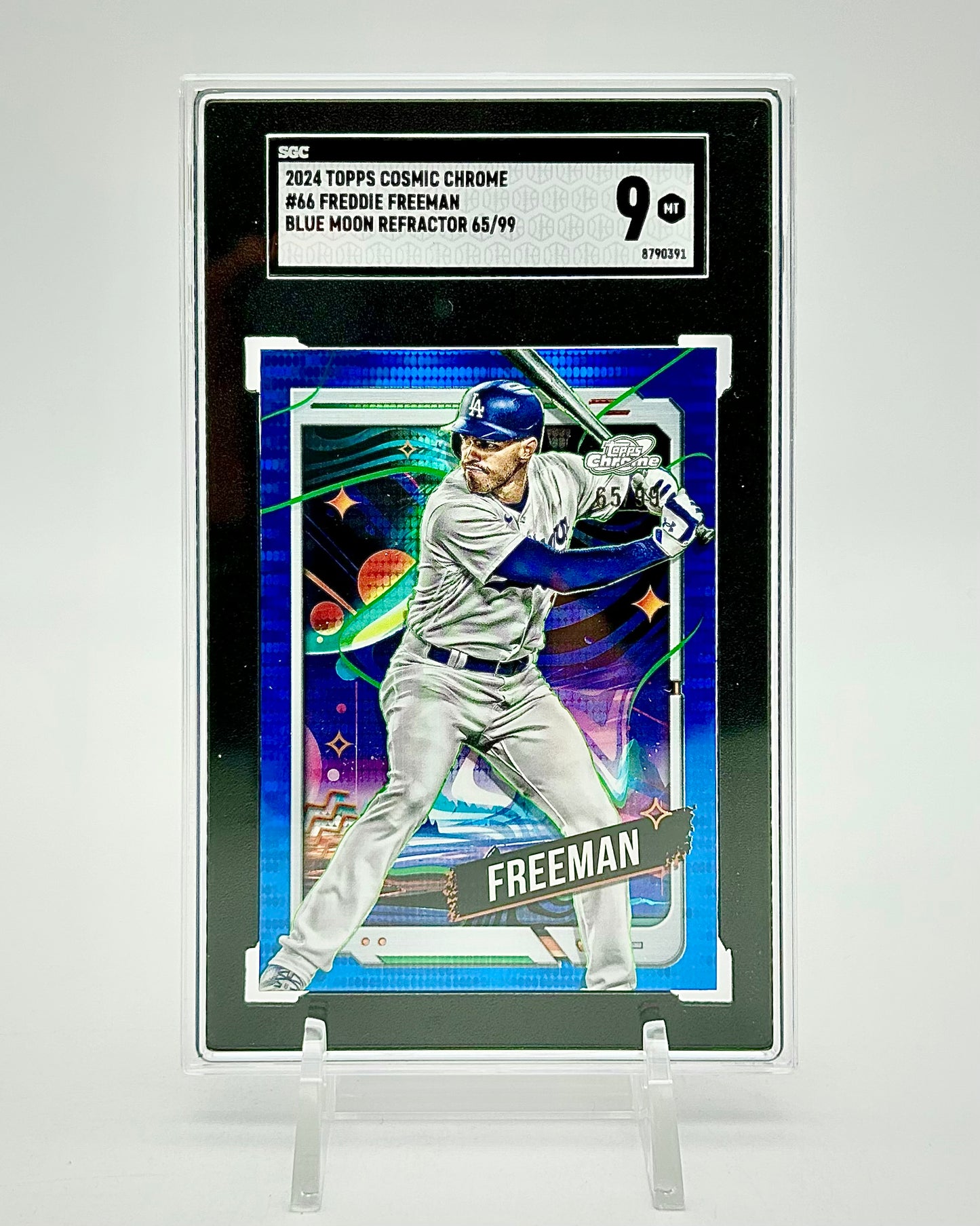 2024 Topps Chrome Cosmic Blue Moon Refractor /99: #66 Freddie Freeman (SGC 9)