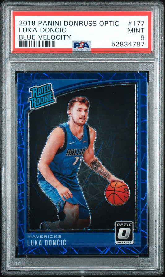 2018 Panini Donruss Optic Blue Velocity: #177 Luka Doncic (PSA 9)