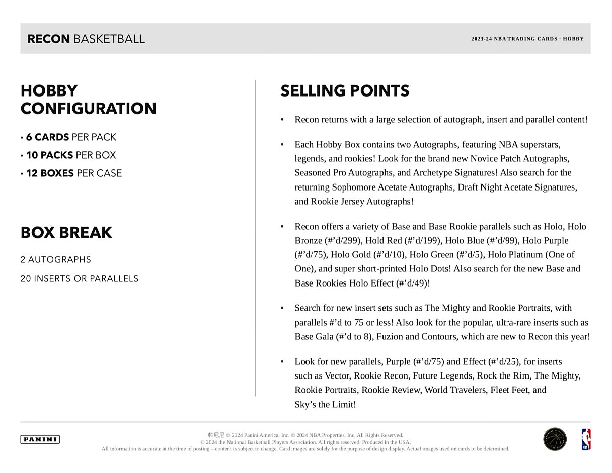 2023-24 Panini Recon Basketball Hobby Box