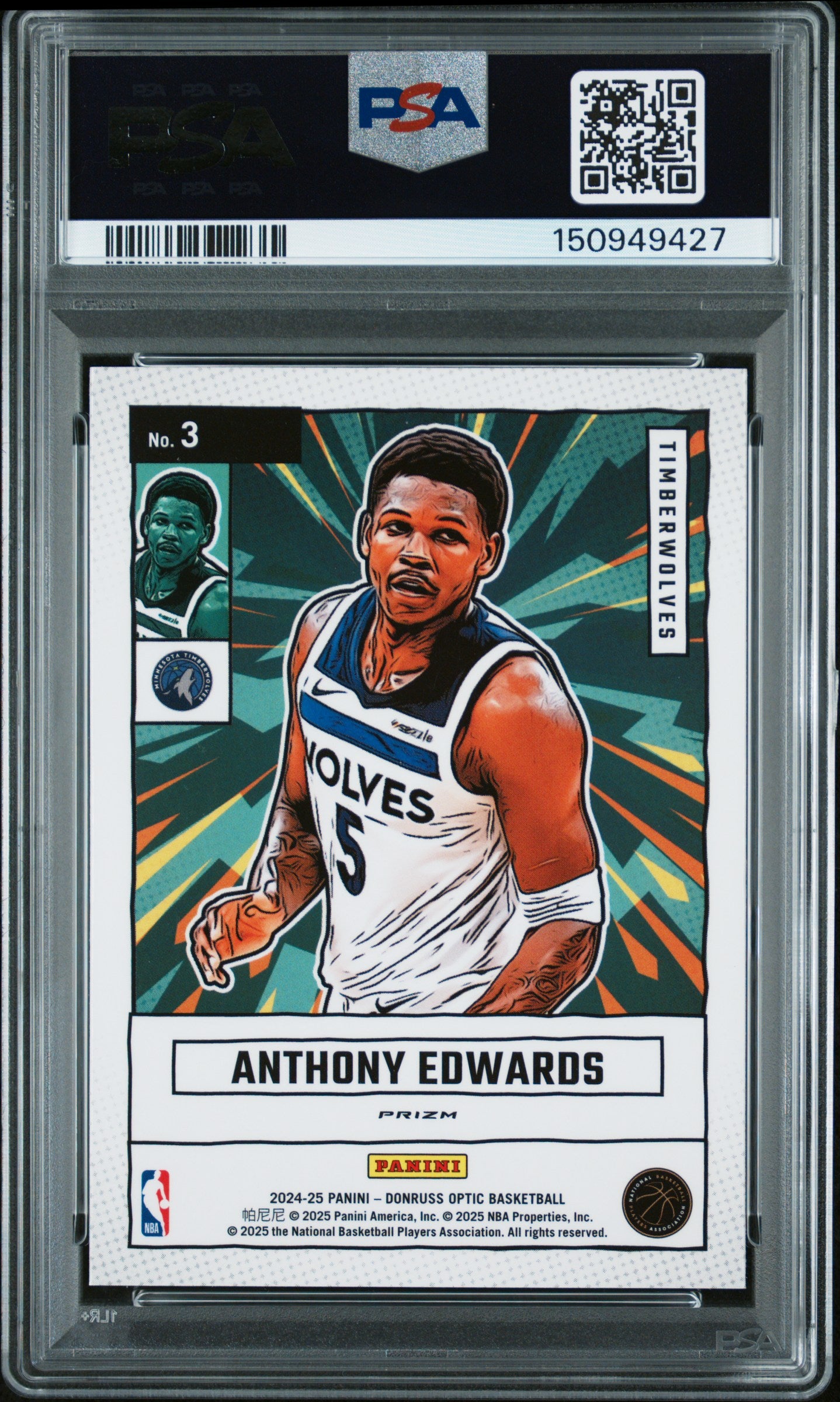 2024 Panini Donruss Optic Net Marvels Red International #3 Anthony Edwards PSA 10