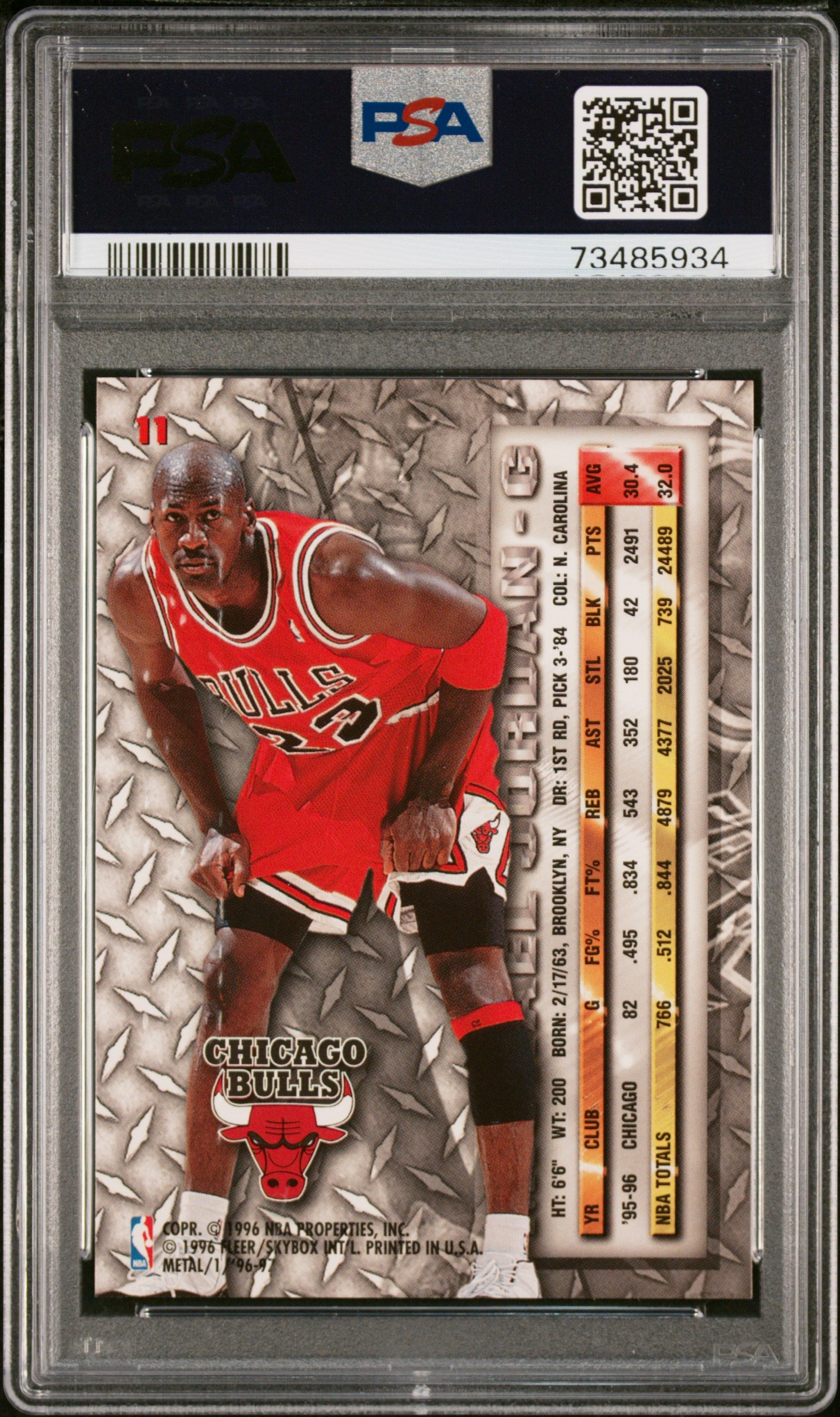 1996 Fleer Metal Michael Jordan #11 PSA 9