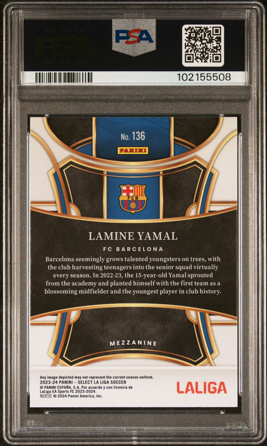 2023-24 Panini Select La Liga Lamine Yamal #136 PSA 10