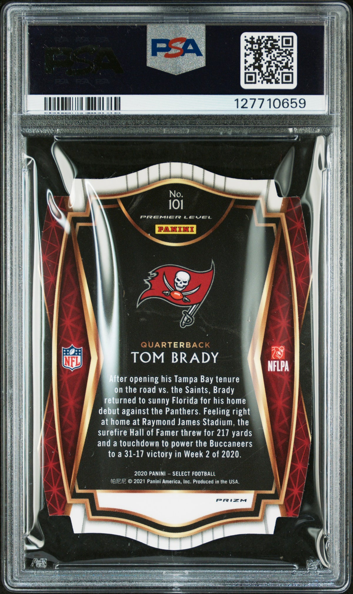 2020 Panini Select Die-Cut Blue Prizm #101 Tom Brady PSA 10