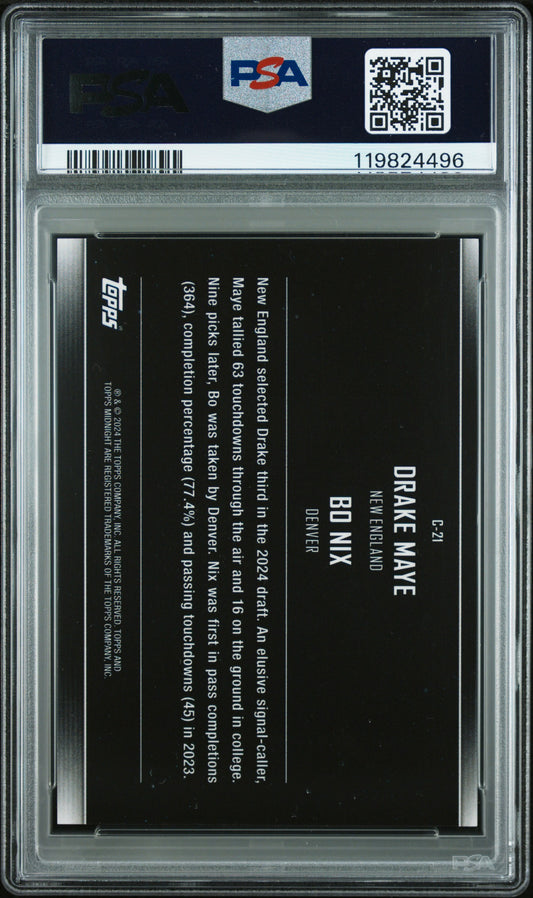 2024 Topps Midnight Constellations Dusk /75 Bo Nix / Drake Maye #C21 PSA 9