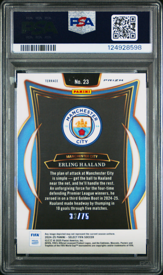 2024-25 Panini Select FIFA Bronze Checker /75 Erling Haaland #23 PSA 10
